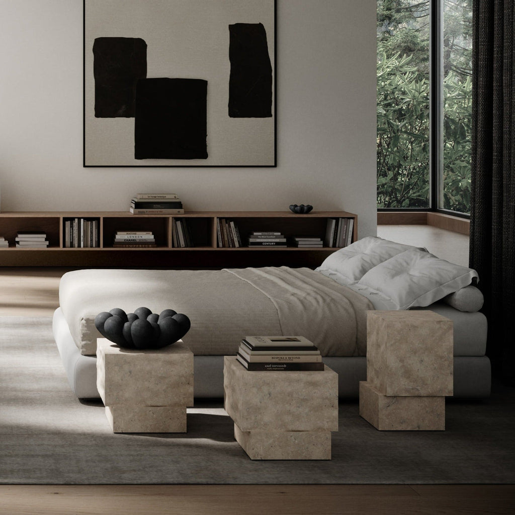 Temple Coffee Table. Tall - Limestone