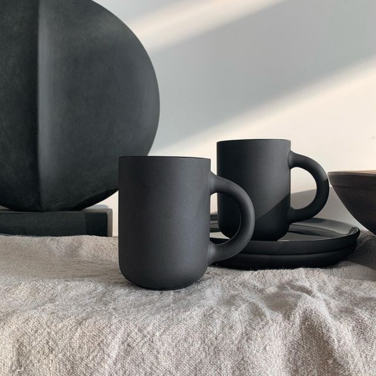 Theo mug. set of 2 - matte black