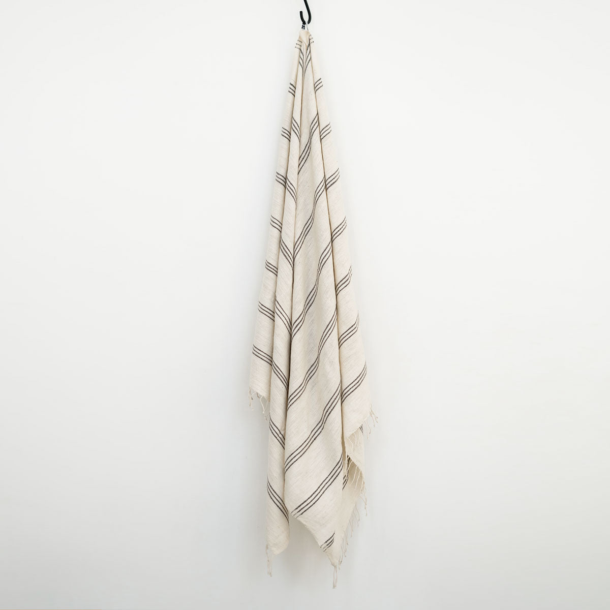Tihku Towel Collection | White with Grey Stripes - Hand Woven