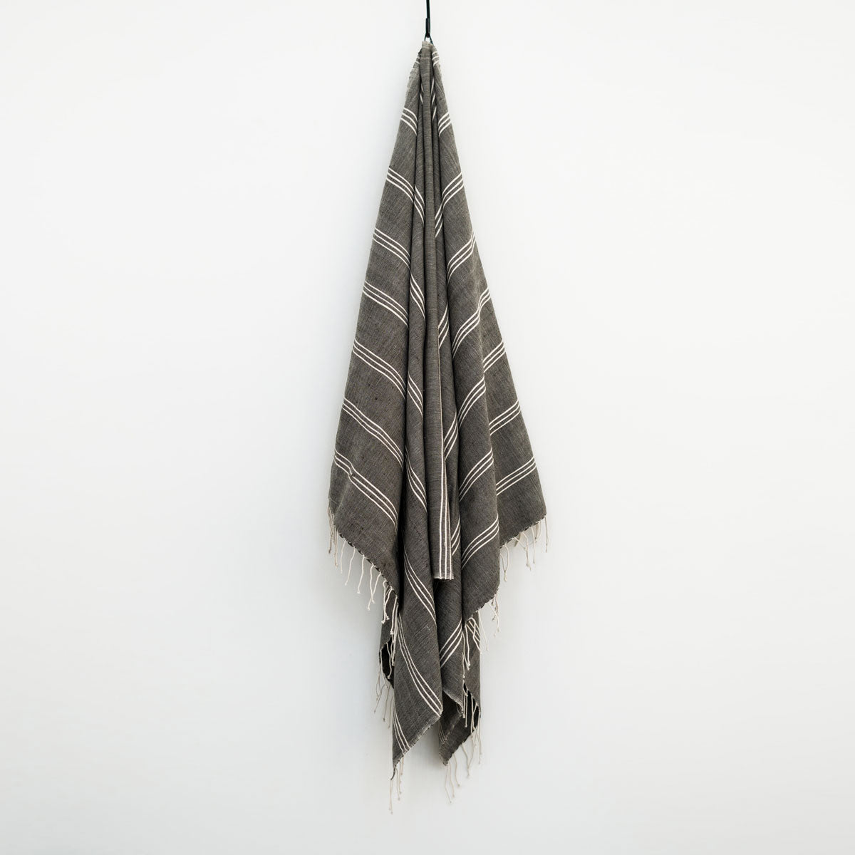 Tihku Towel Collection | Grey with White Stripes - Hand Woven
