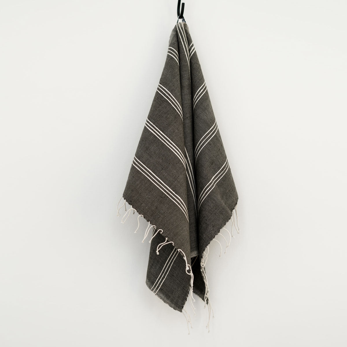 Tihku Towel Collection | Grey with White Stripes - Hand Woven